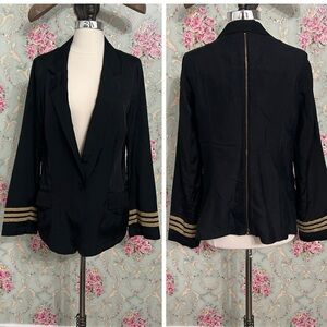 EUC vintage 🌷Free People🌷 BACK ZIPPER! black military band jacket Size Medium